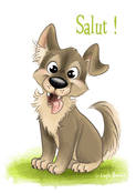 Salut joyeux d'un chiot adorable